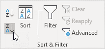 Inventory Analysis in Excel, sort your data in descending order